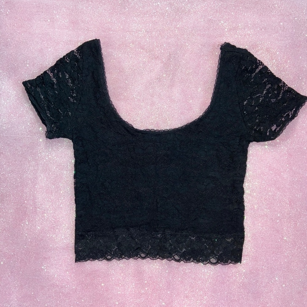 Lace Crop Top - Black